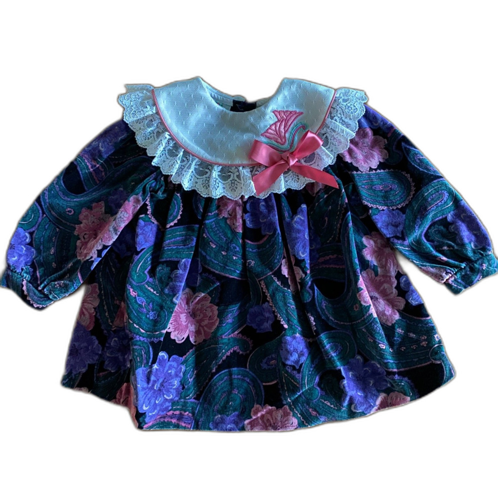 Vintage Alyssa Velvet Floral Dress Girls' 18 Months